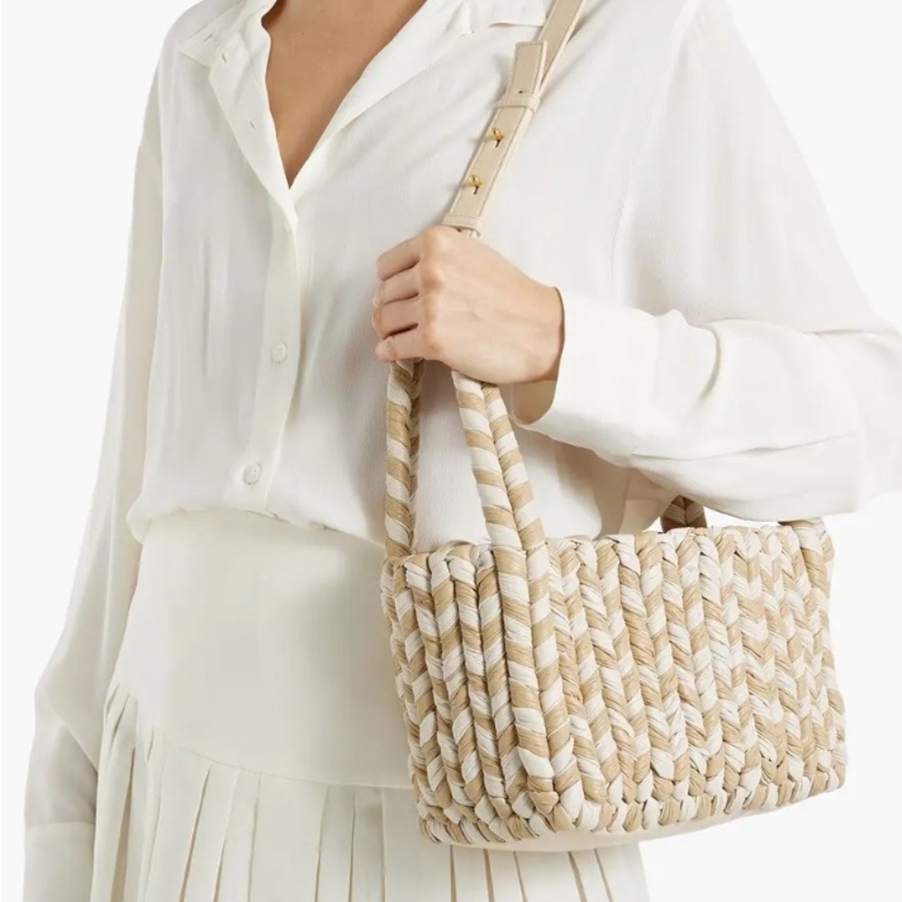 Nanushka Busket leather tote bag tan white NWT